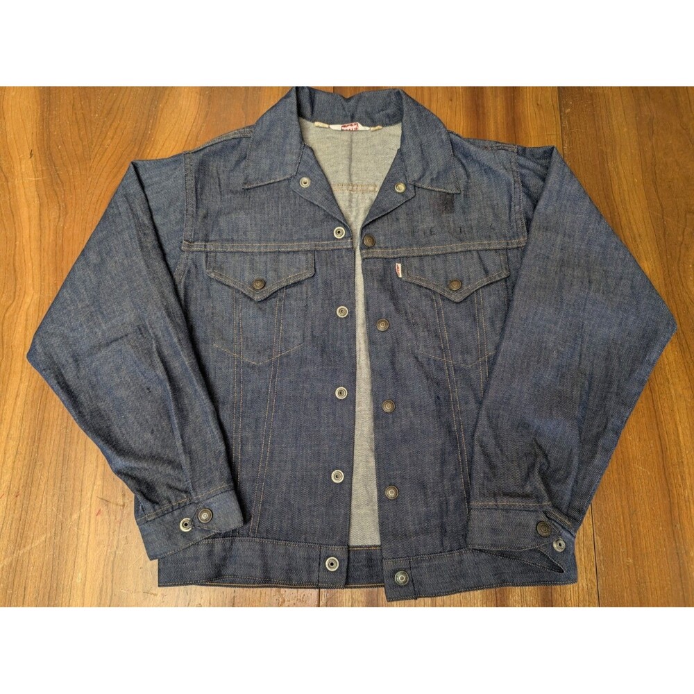 Vintage Levi's Denim Trucker Jacket Youth 20 (Men's XS) Blue White Tab 80s Snap